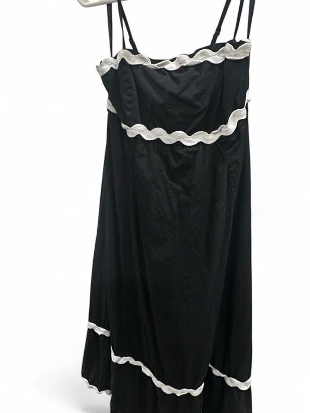 Black Maxi Dress with White Scallop Trim